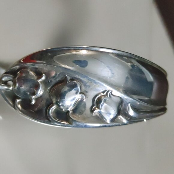 Heart Bracelet 1950 Gorham Sterling 14K WG Clasp 6 Fork Art Lily of The Valley - Picture 10 of 16